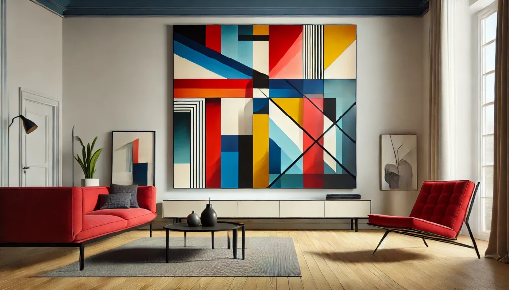 vibrant-mid-century-modern abstract painting from a Belgian artist